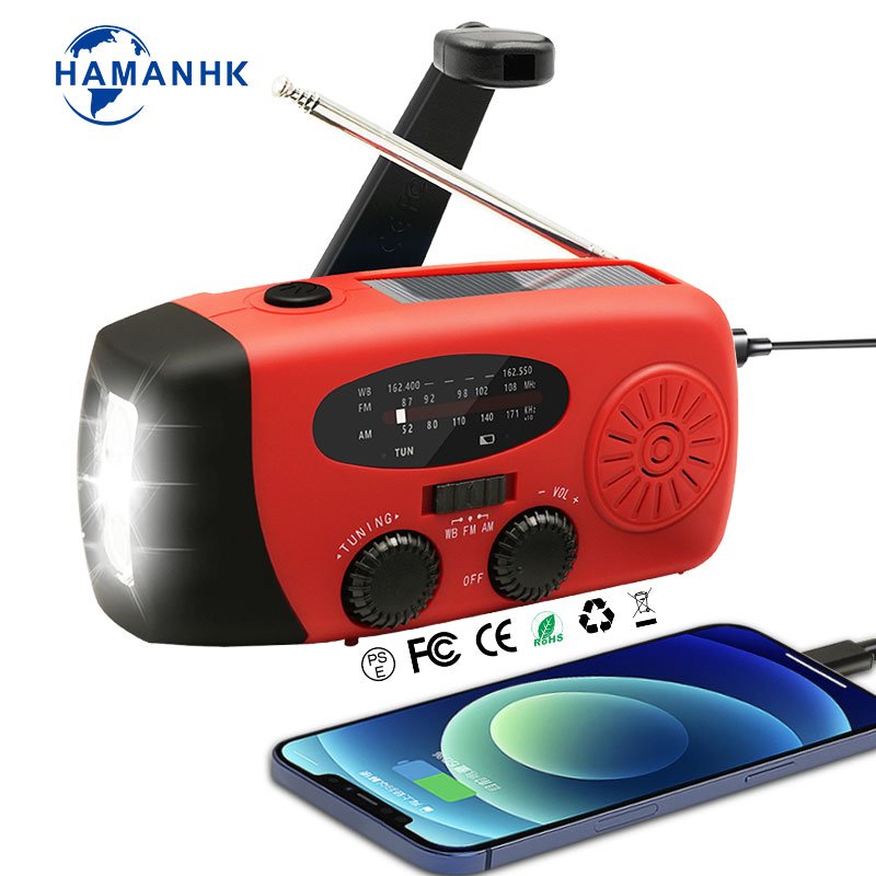 Emergency Alert Portable Light Receiver Antenna Fm Radio Hand Crank Light Emergency Solar Flashlight Crank Radio