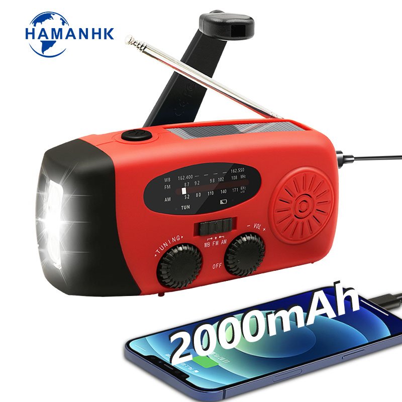 Emergency Alert Portable Light Receiver Antenna Fm Radio Hand Crank Light Emergency Solar Flashlight Crank Radio