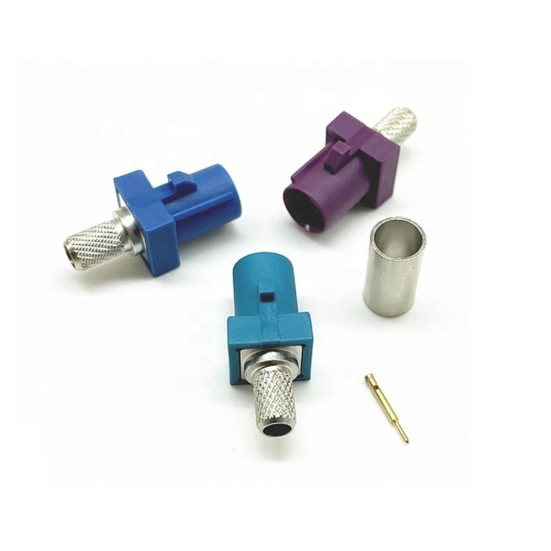 Straight Crimp Type Plug Male Blue Color C Code Fakra Smb Connectors for Car Gps Antenna