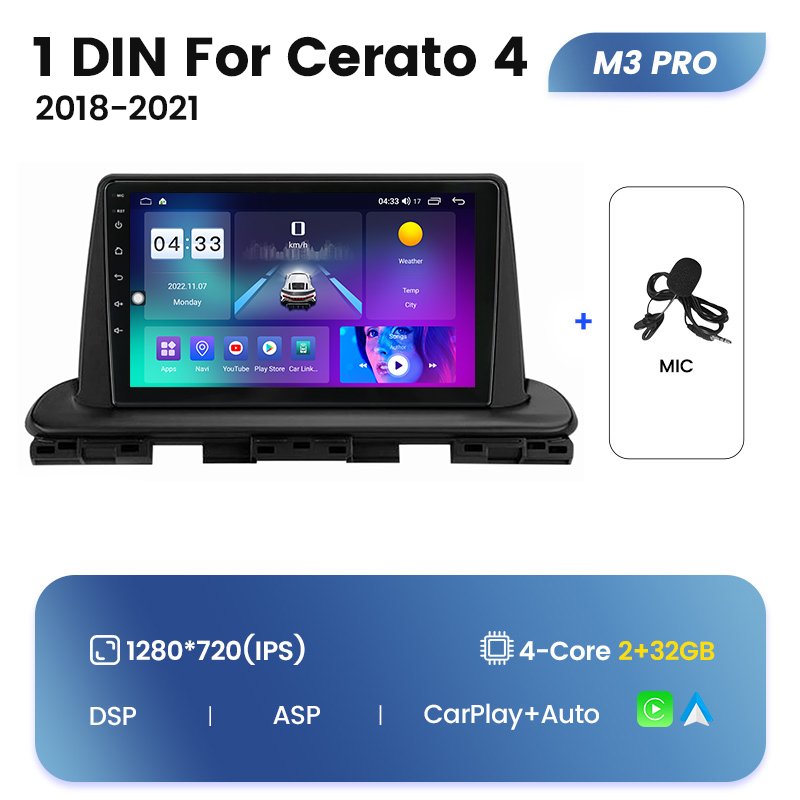 MEKEDE M6 PRO Android 12 QLED Car Multimedia Audio System for 1 DIN KIA Cerato 4 2018 2021 Kenwood Car Audio System