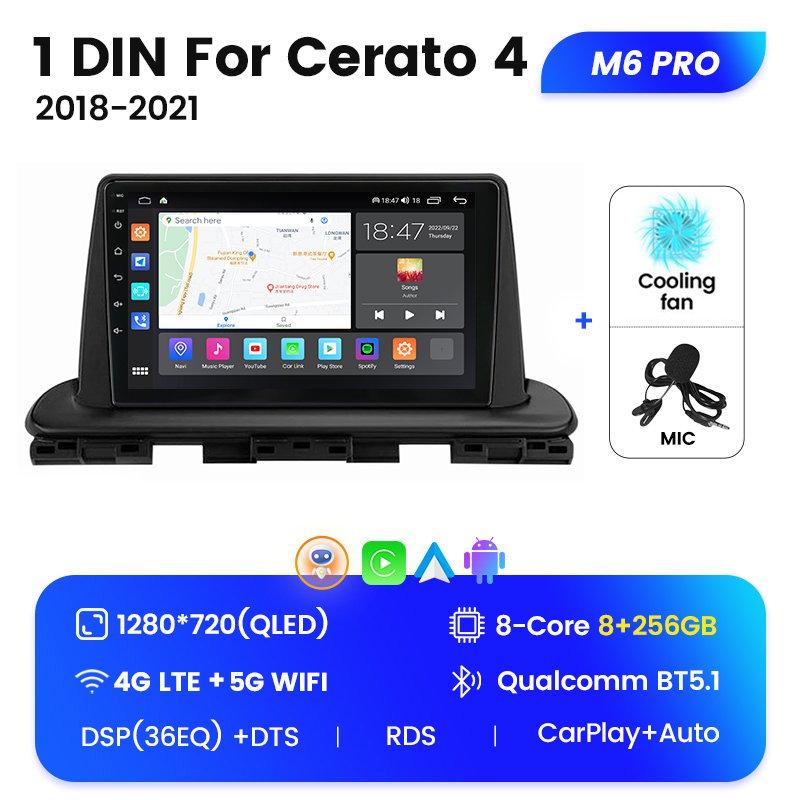 MEKEDE M6 PRO Android 12 QLED Car Multimedia Audio System for 1 DIN KIA Cerato 4 2018 2021 Kenwood Car Audio System