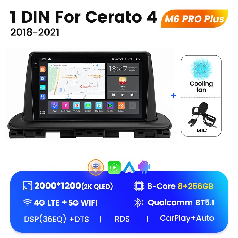 MEKEDE M6 PRO Android 12 QLED Car Multimedia Audio System for 1 DIN KIA Cerato 4 2018 2021 Kenwood Car Audio System