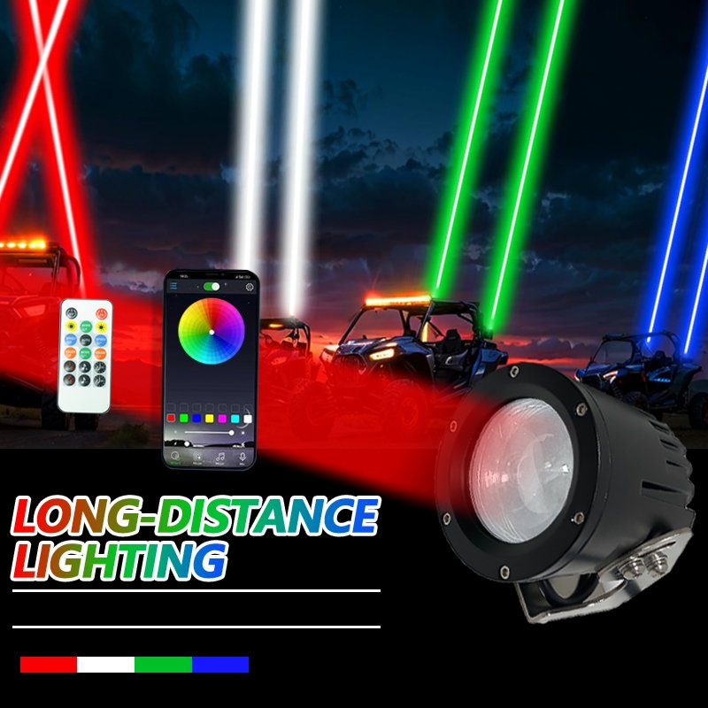 New Customized Sets RGBW Laser LED Whip Light Car Laser Led Whip Lights Rgbw Remote with Wire 2PCS