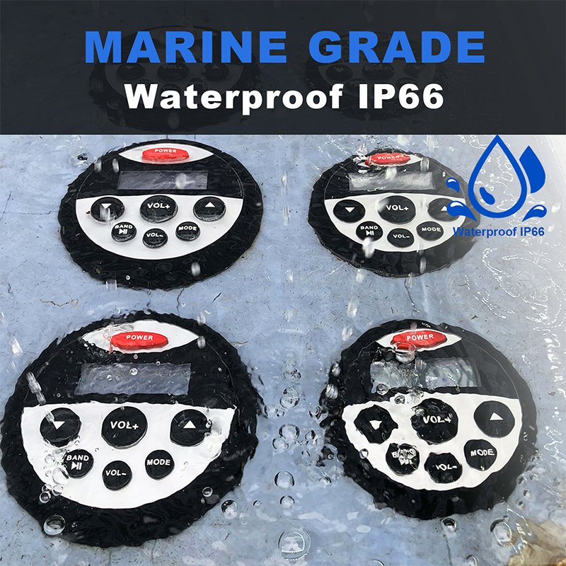 Marine Radio Waterproof Stereo Motorcycle Audio Car MP3 Player Radio Antenna FM AM for Yacht ATV UTV Tractor