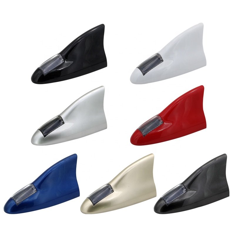 Solar Shark Fin Antenna LED Light Antennas Remote Control Roof Tail Flashing Warning Lights for Cars Accessories OEM D10C