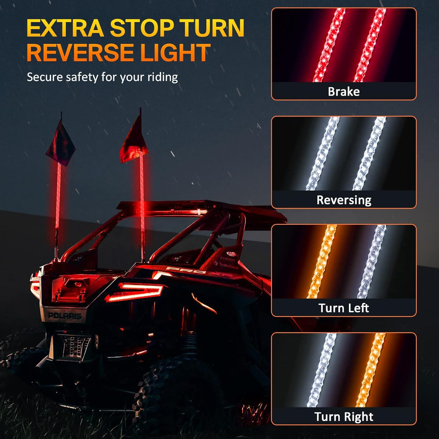 Universal Antennas for Truck Rgb Chasing Flag Led Whip Light Flexible Atv 4X4 Whips Utv Atv Accessories Can Am X3 Maverick