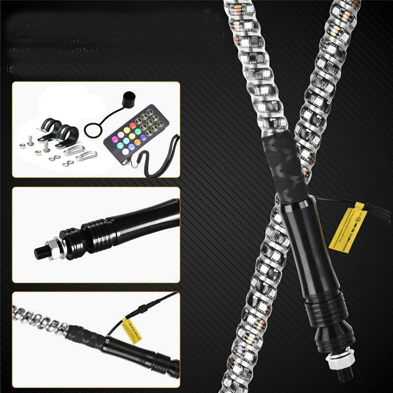 Universal Antennas for Truck Rgb Chasing Flag Led Whip Light Flexible Atv 4X4 Whips Utv Atv Accessories Can Am X3 Maverick