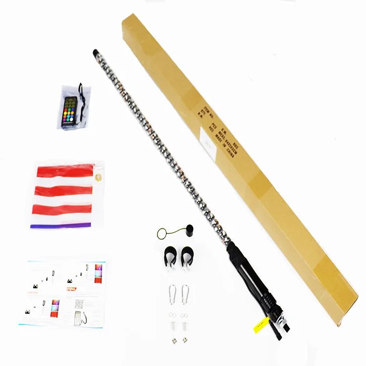 Universal Antennas for Truck Rgb Chasing Flag Led Whip Light Flexible Atv 4X4 Whips Utv Atv Accessories Can Am X3 Maverick