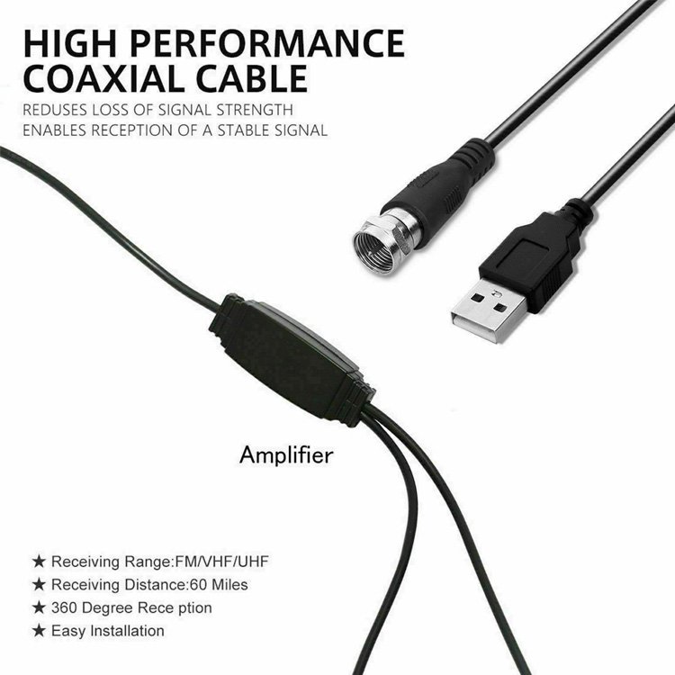 30dBi DVB-T2 Digital TV Magnetic Base MCX Antenna for RTL SDR USB Stick Receiver