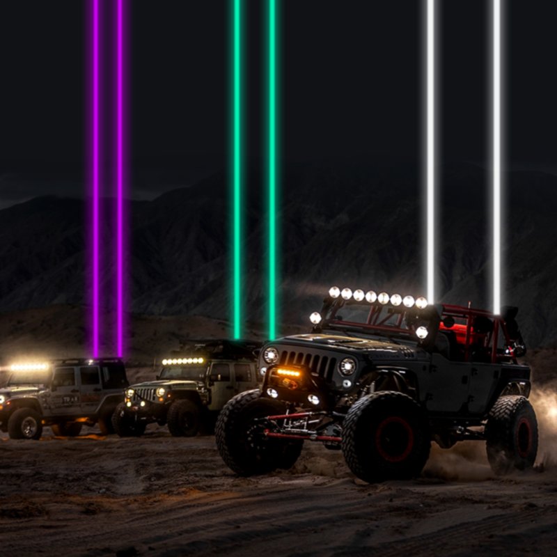 New Laser LED Safety Whip Multicolor Chasing Colors LED Lighted Whip Antennas Flag Pole for ATV UTV Buggy RZR Offroad Car