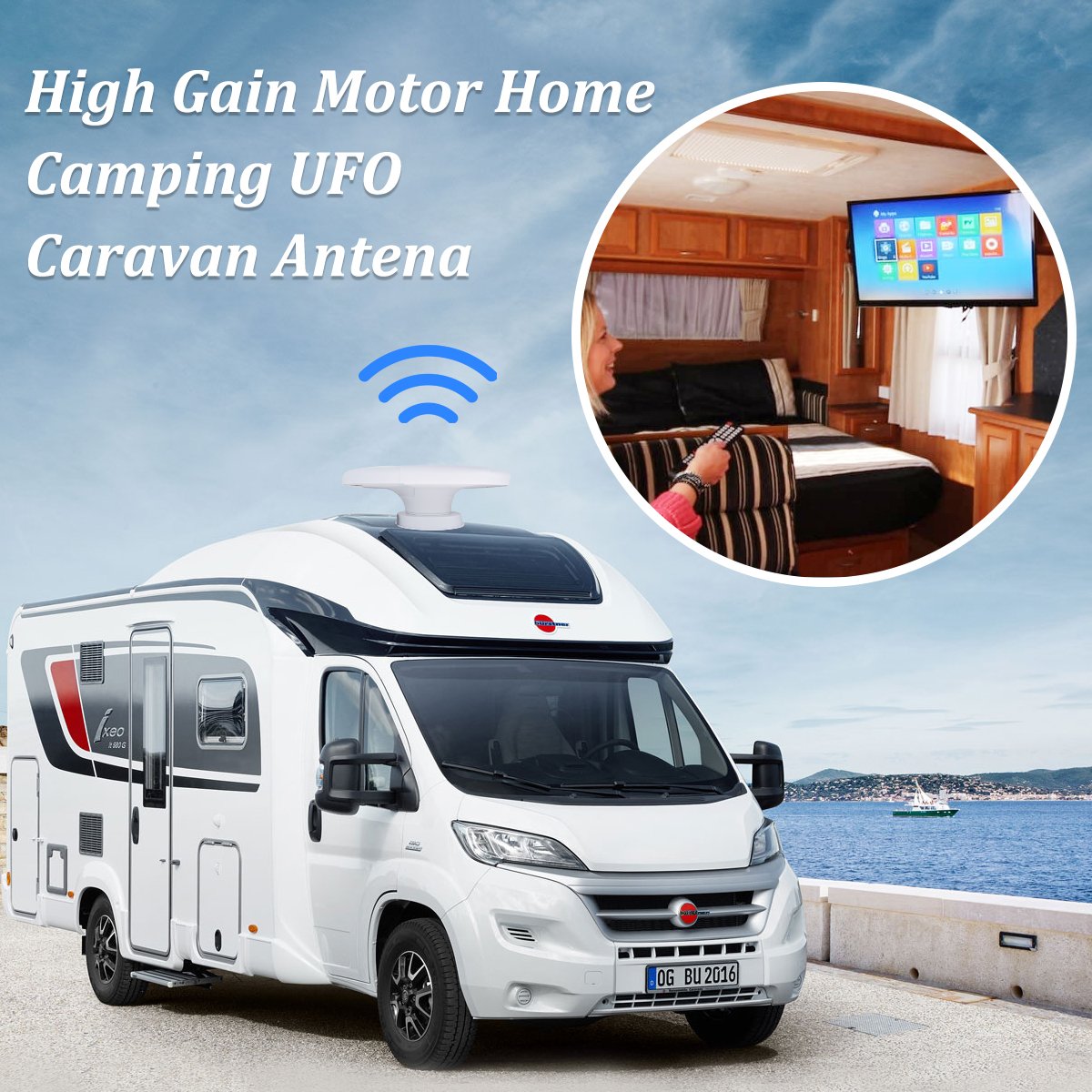 150 Miles Outdoor High Gain Outdoor TV Antenna UHF Vhf Long Range Car Marine Hdtv Digital RV Aerial TV Antenna