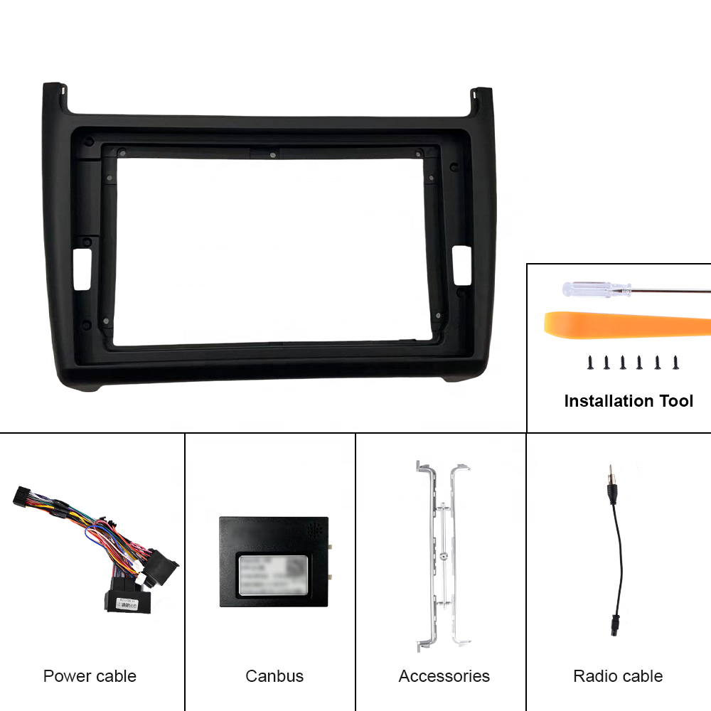 Podofo 9'' Dedicated Car Radio Frame ABS Plastic Bracket Panel Cover Trim Car Accessories for VW POLO 2011-2016