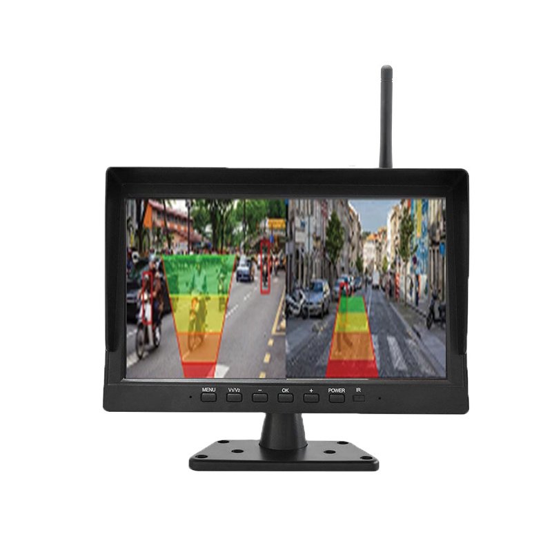 Wireless 2 Channels Rearview Car Camera With 10.1 Inch Monitor AI BSD Camera System for Truck RV Forklift
