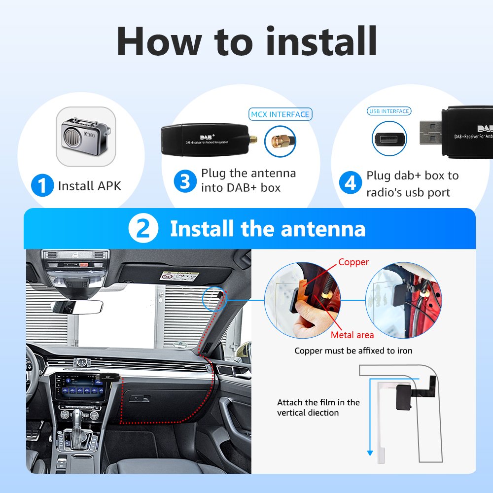 DAB+ Antenna Digital Radio Receiver Tuner Receiver for Universal Android Car Radio FM to DAB 009 Box Digital Audio Broadcasting