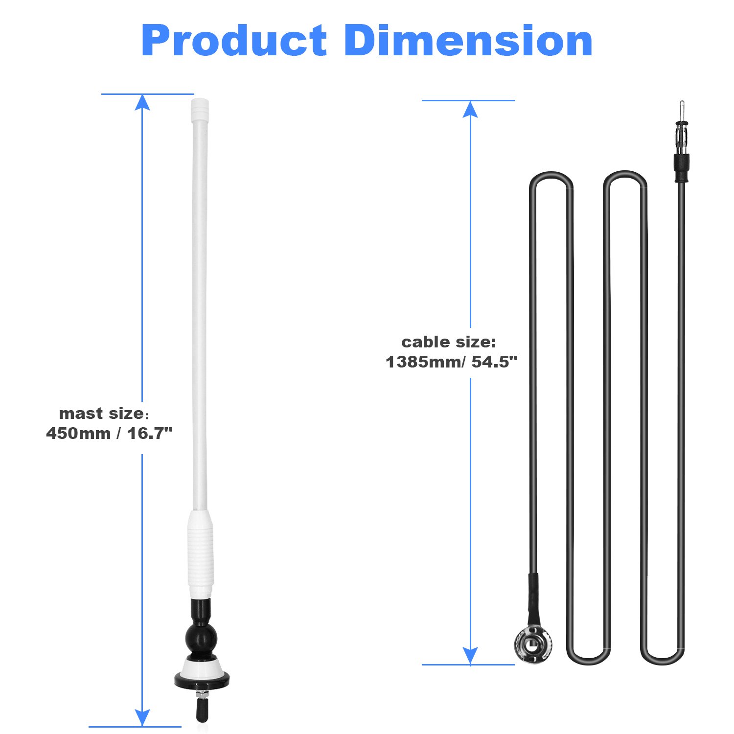 White Marine Boat Radio Antenna Waterproof Rubber Duck Dipole Flexible Marine FM AM Modulators for Car Yacht Tractor ATV UTV RV