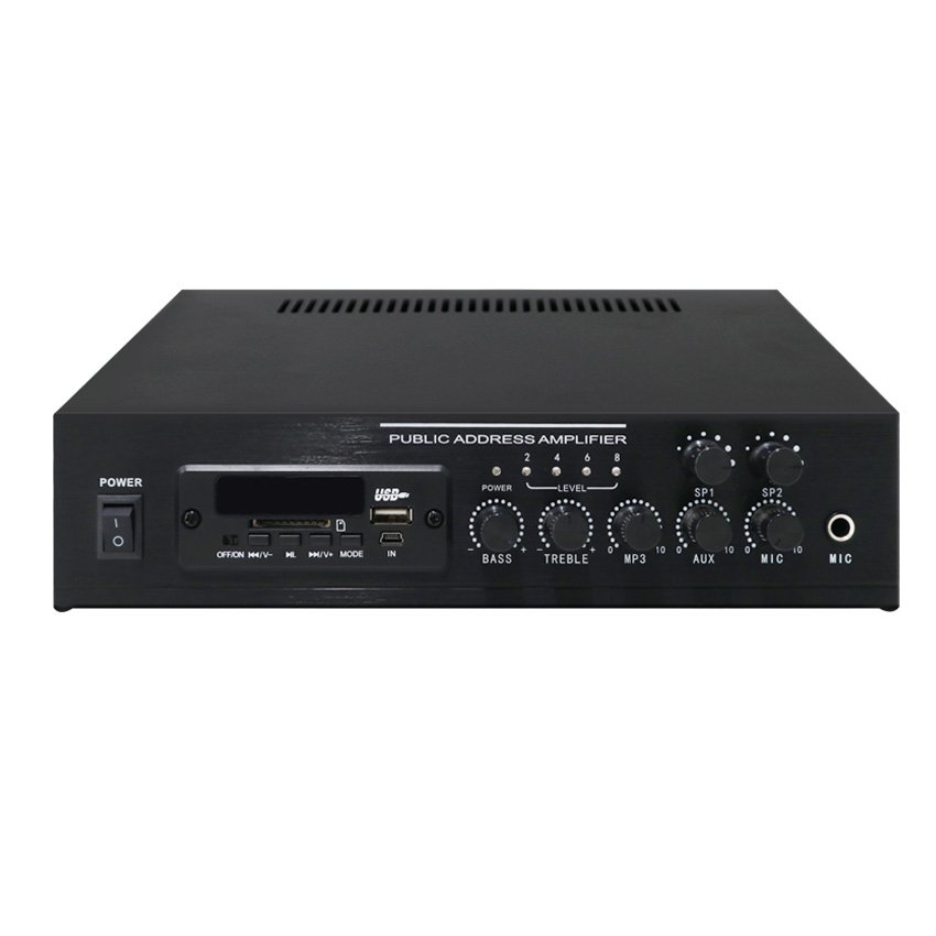 2024 Professional Mini Power Amplifier New Black 50W 2 Zones BT Audio for Home Restaurant Use 220V Antenna FM Radio Tuner