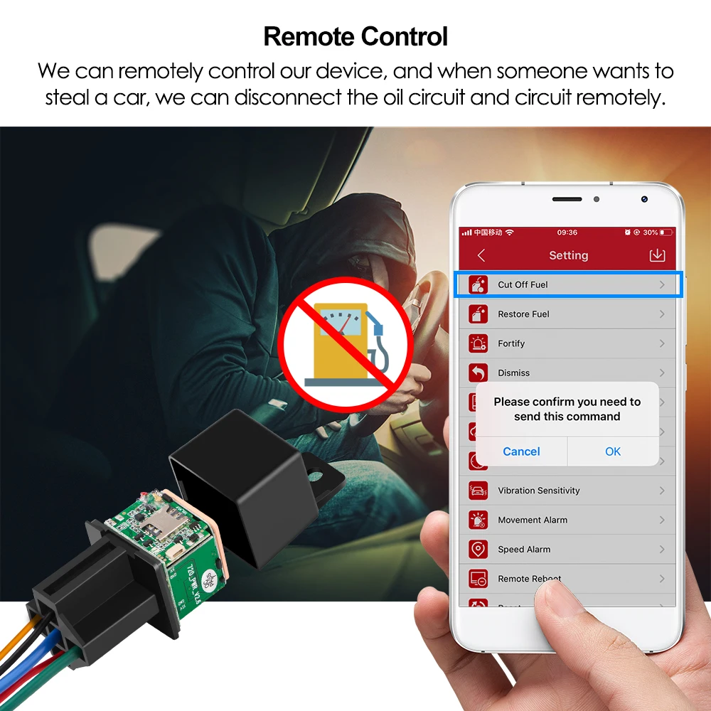 4G LTE Cat1 GPS Relay Tracker Compatible with 2G GSM Network Remote Cut Off Engine GPS Tracker Anti Lost Tracking Device