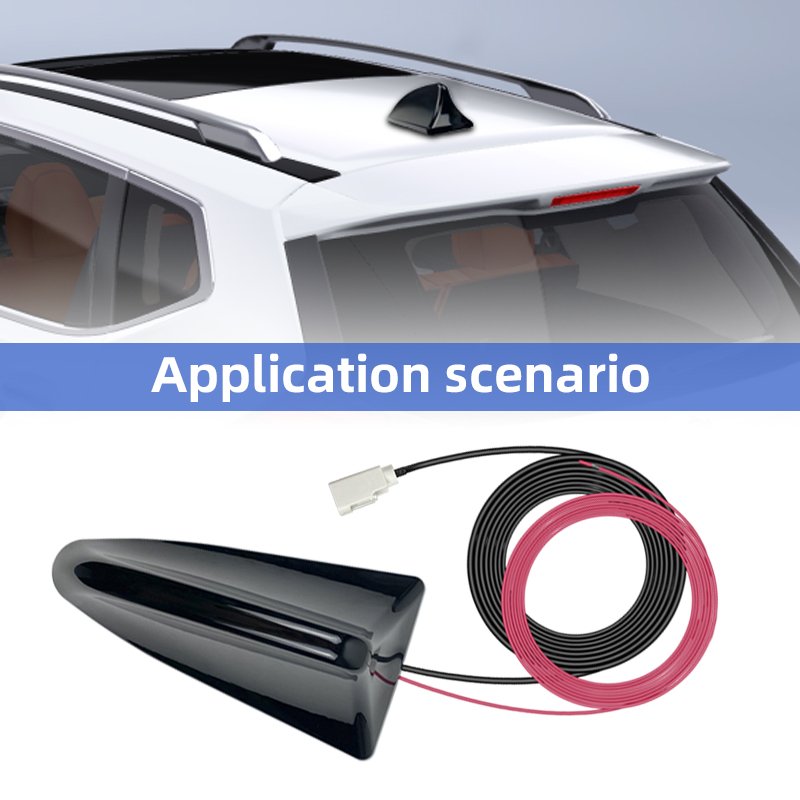 Universal Car Decoration AM FM Plug Shark Fin Antenna Signal Radio Roof Tail Modification Car Accessories 160*80*85mm Abs+metal