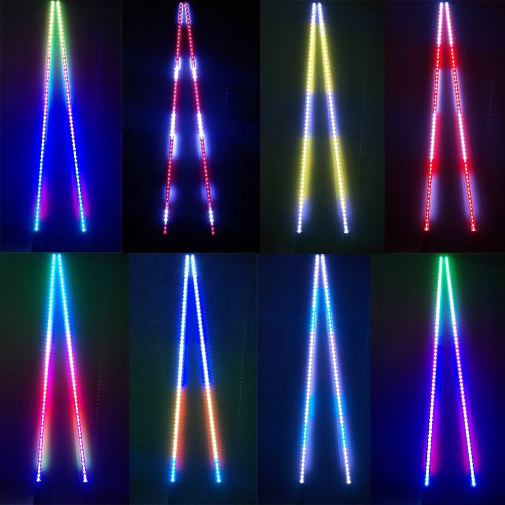 Dream Color 2-6 Foot LED Whip Antenna Light With Smoked Black Pole and Standard Flag for Polaris RZR 1000 Can Am UTV ATV Buggy