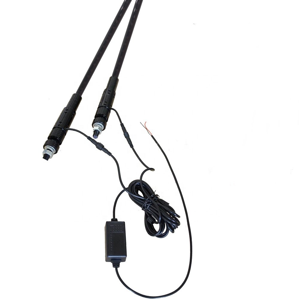 Dream Color 2-6 Foot LED Whip Antenna Light With Smoked Black Pole and Standard Flag for Polaris RZR 1000 Can Am UTV ATV Buggy