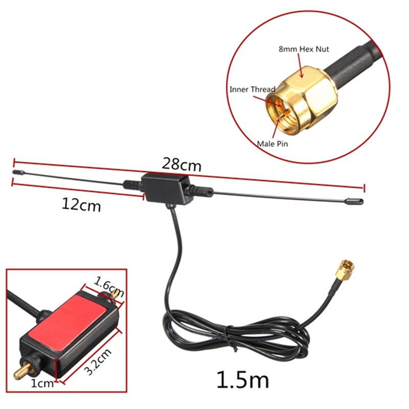 High quality car satellite tv antenna aerial For DVB-T DVB-T2 Digital TV Receiver built-in signal enlarger booster