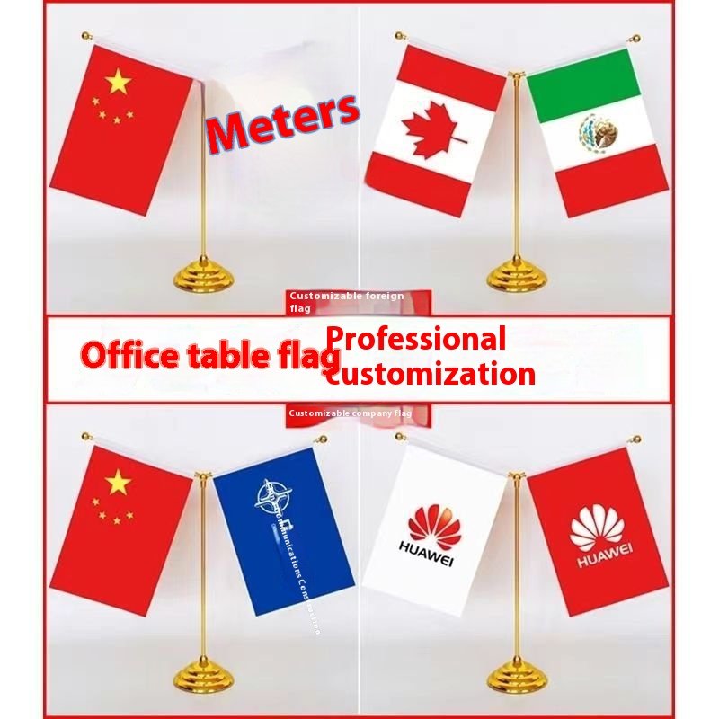 Y-Shaped Office & Conference Table National Flag Stainless Steel Crystal Metal Seat Flag for Cars or Parties
