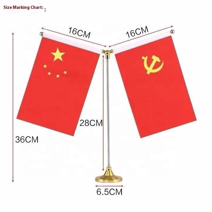 Y-Shaped Office & Conference Table National Flag Stainless Steel Crystal Metal Seat Flag for Cars or Parties