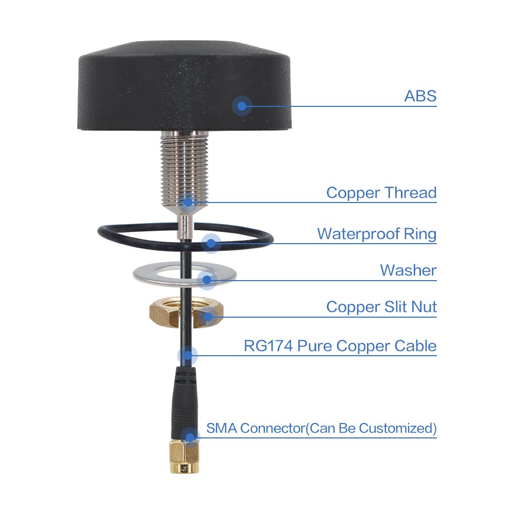 Omnidirectional 1575.42MHz/1602MHz Waterproof GPS GSM WIFI 4G Combo Antenna Screw Mount Combination for Outdoor Navigation