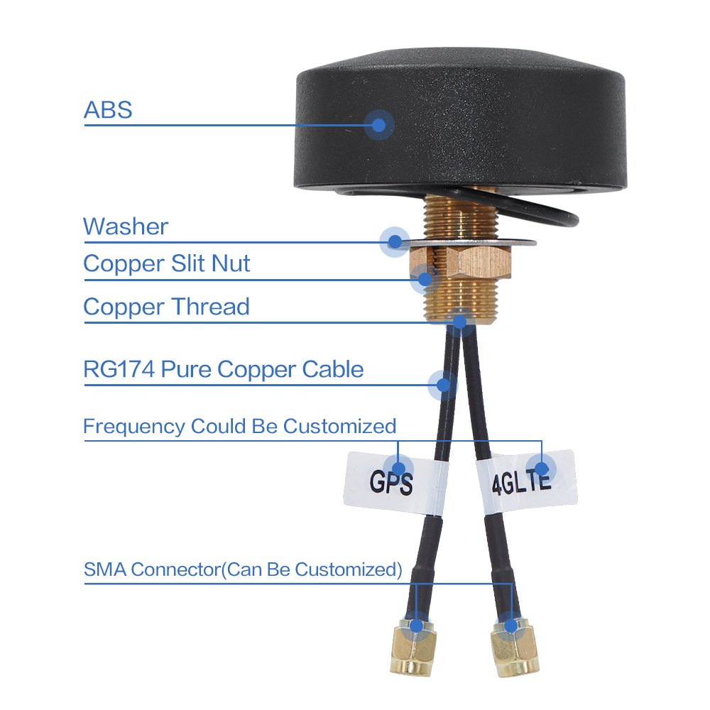 Omnidirectional 1575.42MHz/1602MHz Waterproof GPS GSM WIFI 4G Combo Antenna Screw Mount Combination for Outdoor Navigation