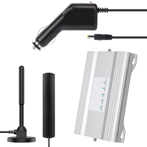 Five-Band Cell Phone Signal Booster for Vehicle Car Truck 4G LTE Band 2/4/5/12/13/17/25/66 Verizon Cell Booster Extender for Car