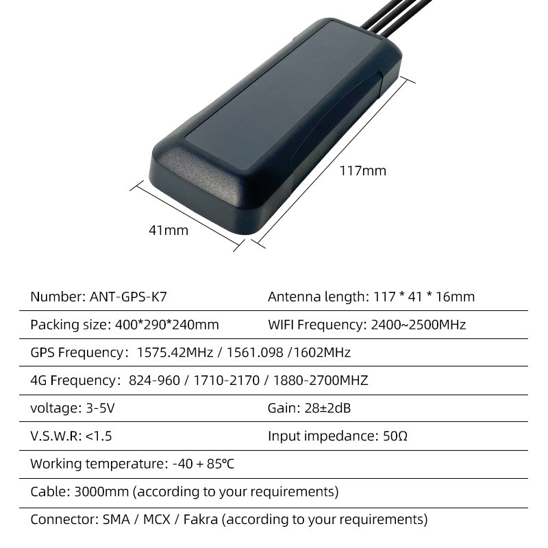 High gain car 1575.42mhz WiFi GPS Navigation Antenna Active External 4G GPS Glonass Antenna