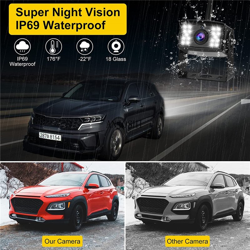 2024 RV Backup Camera AHD Wireless HD 1080P 7inch Touch Key DVR Monitor 2024 Newest Rear View Camera Stable Signals for RV Truck