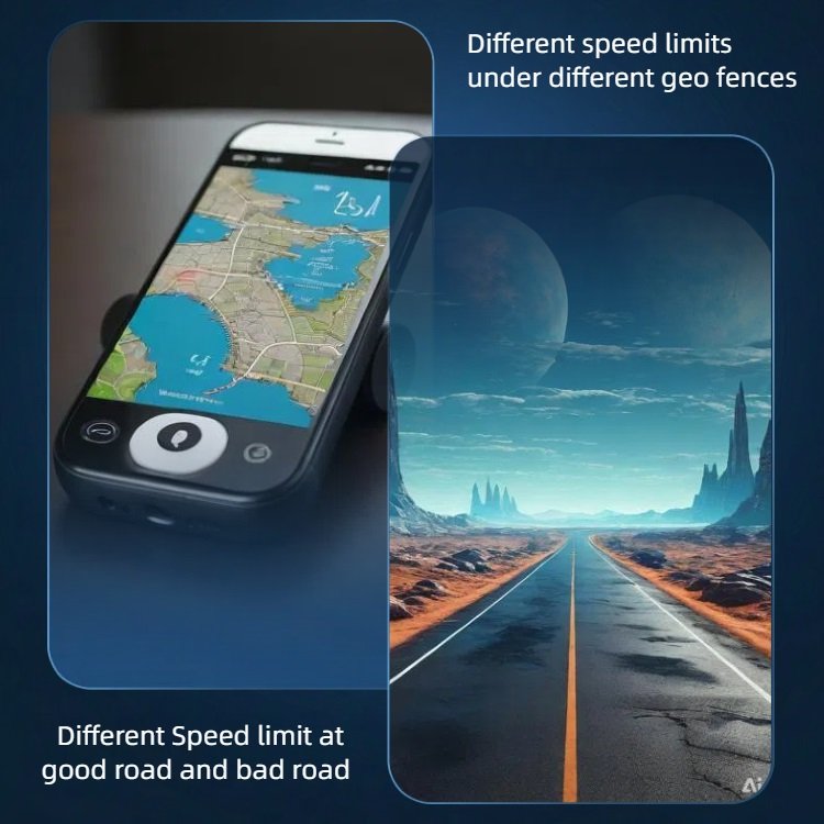 Built-in GPS Tracker Speed Limit Feature Different Speed Limits Different Geo Fences Good Road/Bad Road Separation LBS