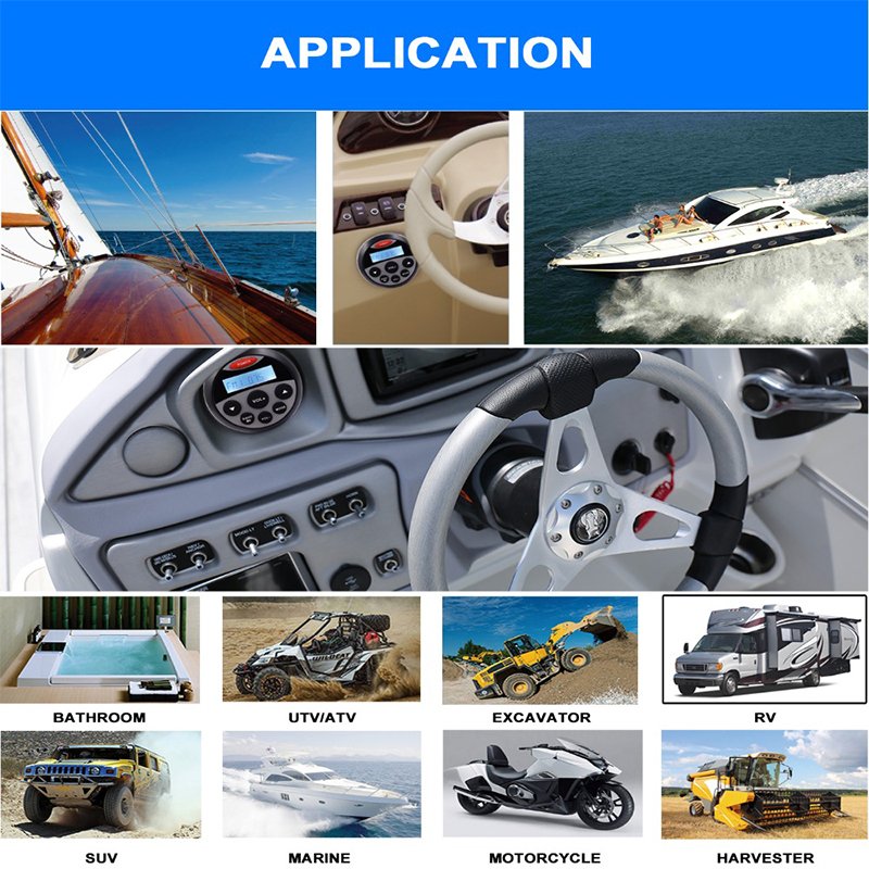 Waterproof Marine Stereo Radio Audio Receiver Car MP3 Player+3" Marine Speaker+FM Antenna for UTV ATV Boat Motorcycle