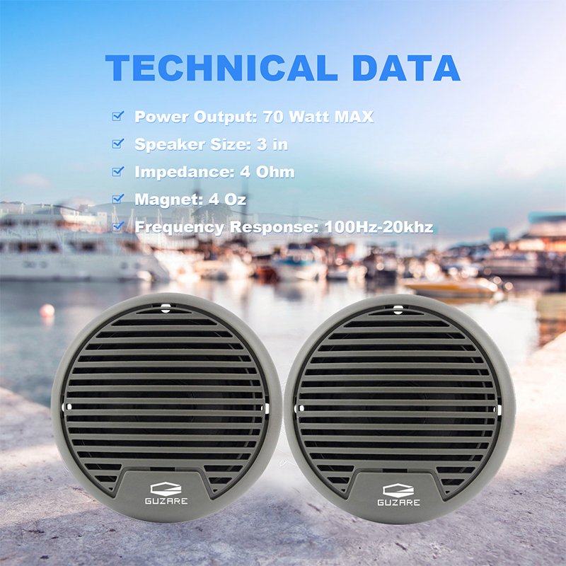 Waterproof Marine Stereo Radio Audio Receiver Car MP3 Player+3" Marine Speaker+FM Antenna for UTV ATV Boat Motorcycle