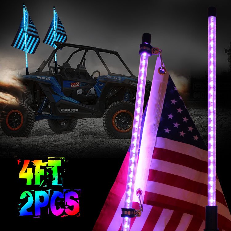 Factory Wholesale Remote RF APP Control RGB Antennas Whips Lamp Spiral LED Whip Lights for UTV Off-Road Vehicle ATV