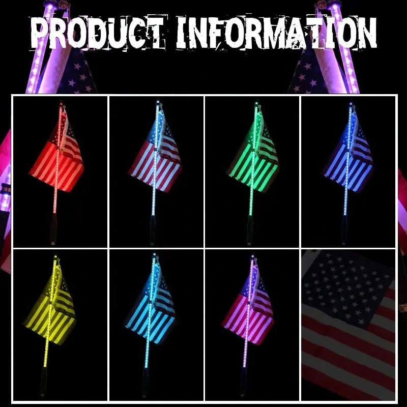 Factory Wholesale Remote RF APP Control RGB Antennas Whips Lamp Spiral LED Whip Lights for UTV Off-Road Vehicle ATV