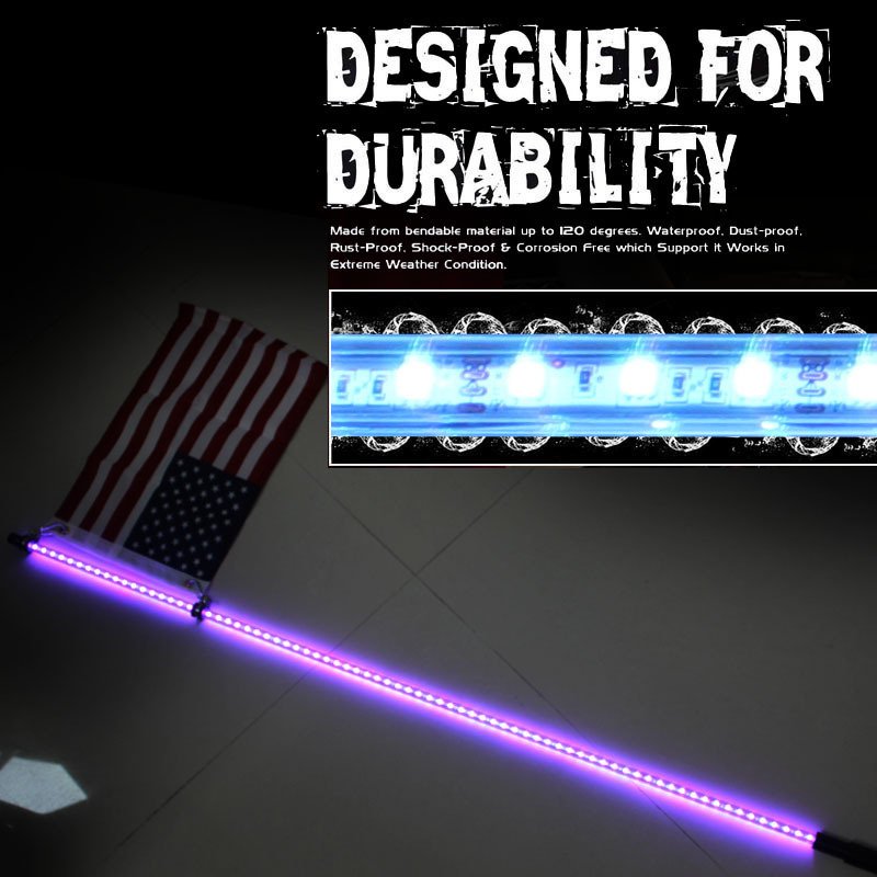 Factory Wholesale Remote RF APP Control RGB Antennas Whips Lamp Spiral LED Whip Lights for UTV Off-Road Vehicle ATV