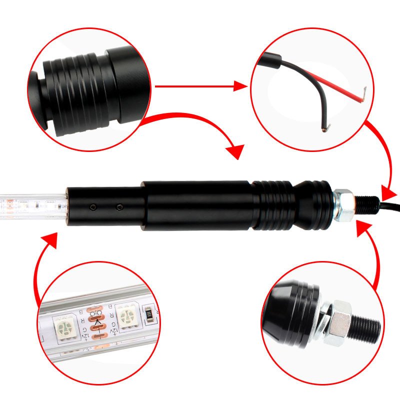 Factory Wholesale Remote RF APP Control RGB Antennas Whips Lamp Spiral LED Whip Lights for UTV Off-Road Vehicle ATV