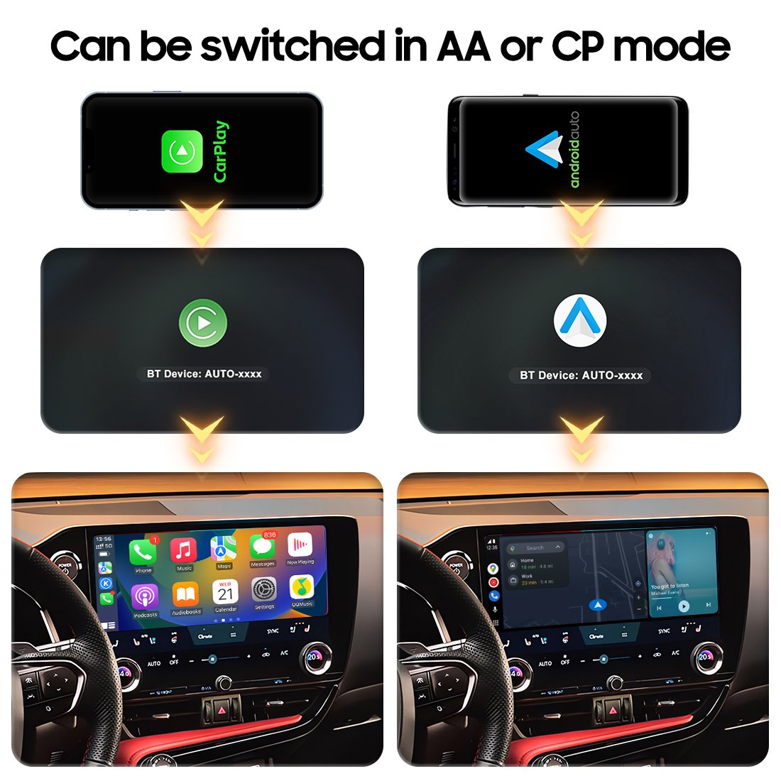 CarPlay Wireless Adapter Smart AI Box for Factory Wired Car Play Wireless CarPlay Dongle Converts Wired to Wireless