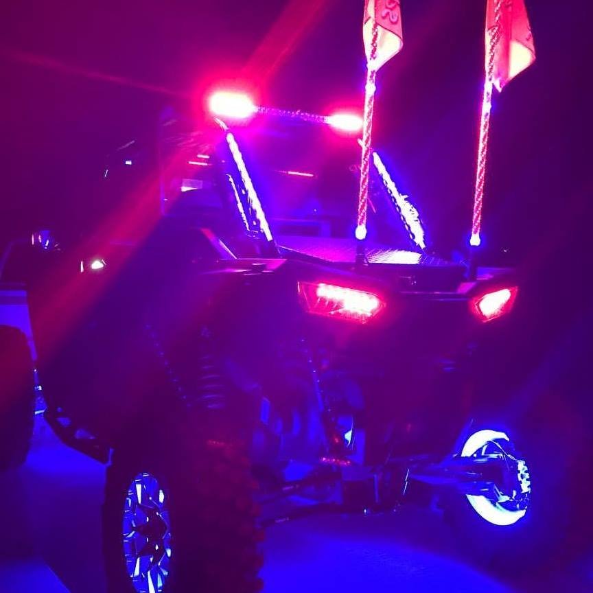 Spiral LED Full Lighting Whip Flag With Quick Release Light Whip for Polaris RZR LED Flag Whip