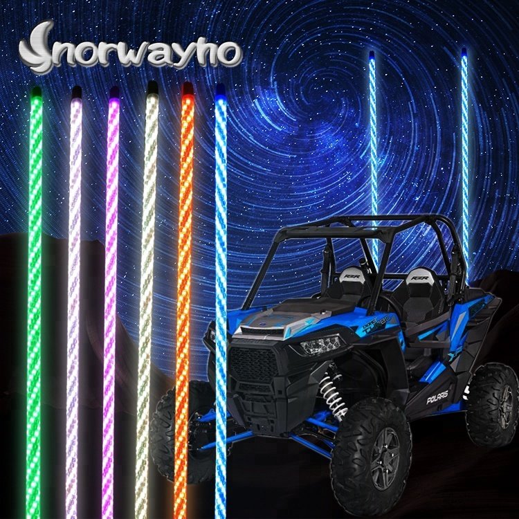 Spiral LED Full Lighting Whip Flag With Quick Release Light Whip for Polaris RZR LED Flag Whip
