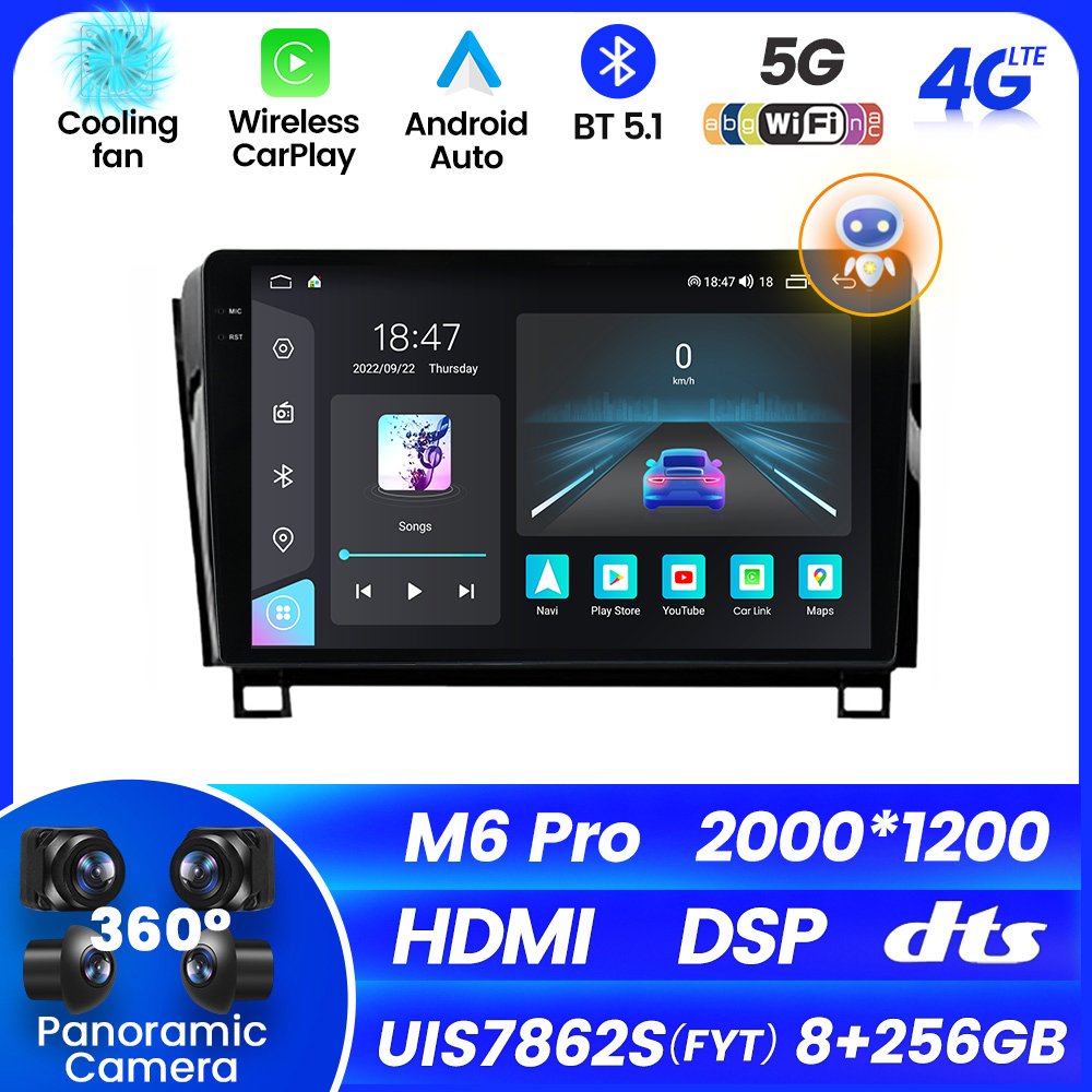 M6 PRO/PRO PLUS Android 12 2K QLED Screen Car Radio for Toyota Tundra 2007-2013 BT 5.1 Car Players