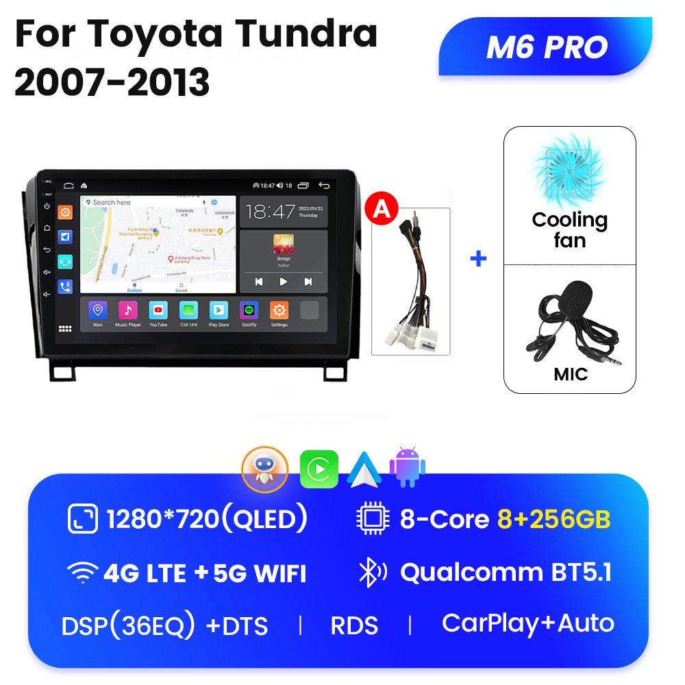 M6 PRO/PRO PLUS Android 12 2K QLED Screen Car Radio for Toyota Tundra 2007-2013 BT 5.1 Car Players