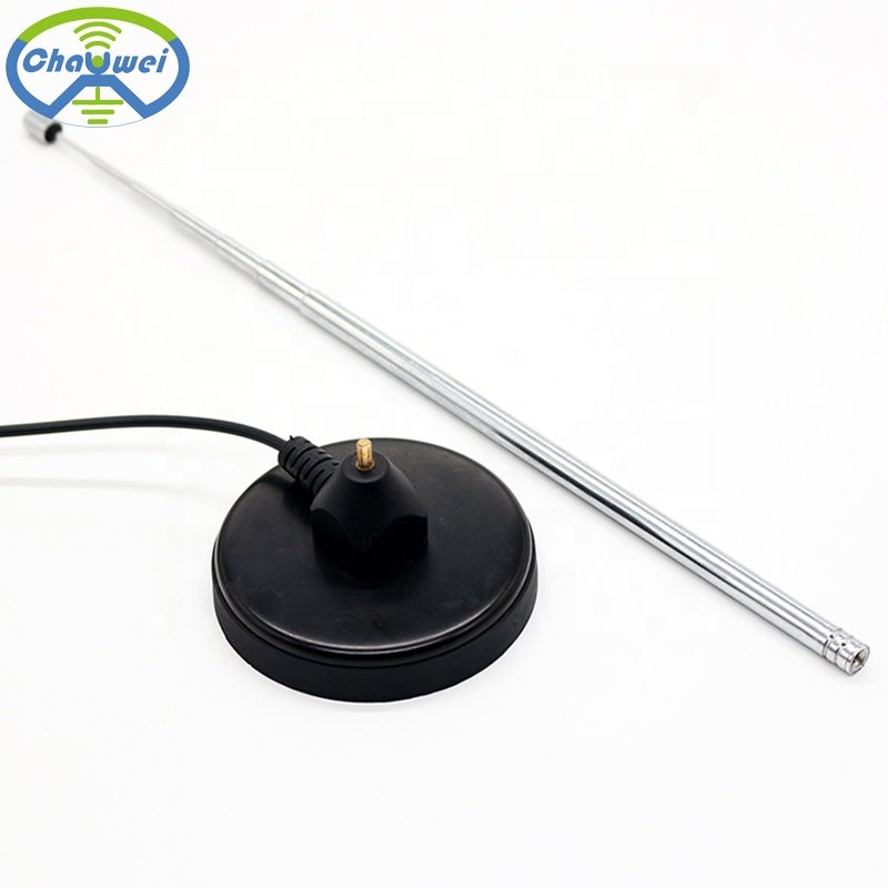 High Quality FM DAB VHF UHF Magnet Base Telescopic Rob Indoor Magnetic Suck Antenna For Vehicle