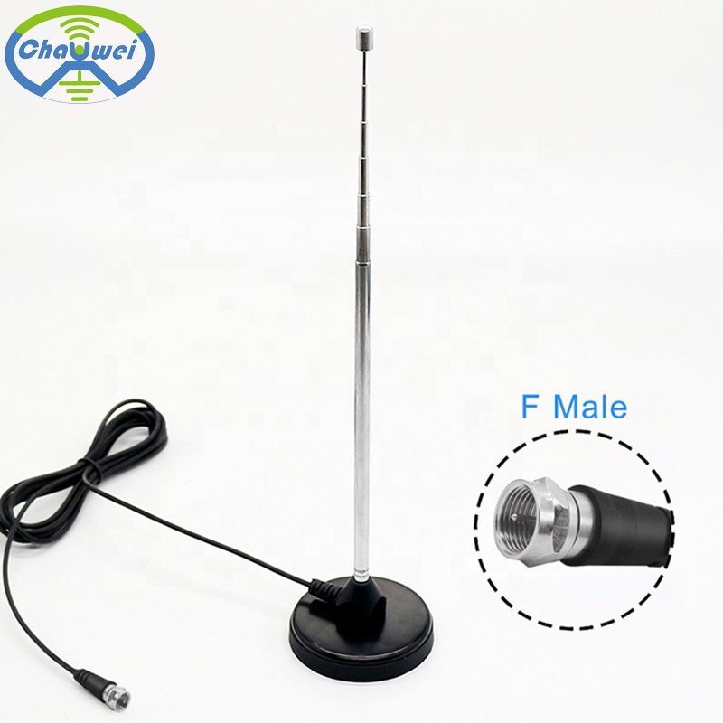 High Quality FM DAB VHF UHF Magnet Base Telescopic Rob Indoor Magnetic Suck Antenna For Vehicle