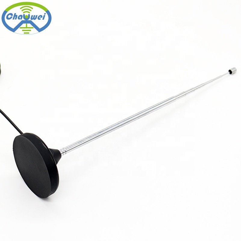 High Quality FM DAB VHF UHF Magnet Base Telescopic Rob Indoor Magnetic Suck Antenna For Vehicle