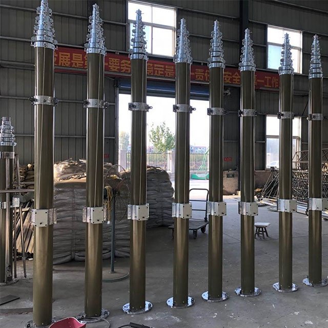 10m Manual Lifting lightning Rod, Green Car Lift Pole, Antenna Lift Pole Manufacture