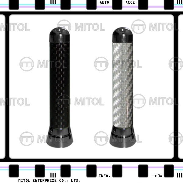 Universal Car Antenna 80mm Elliptic CHROME/BLACK CARBON