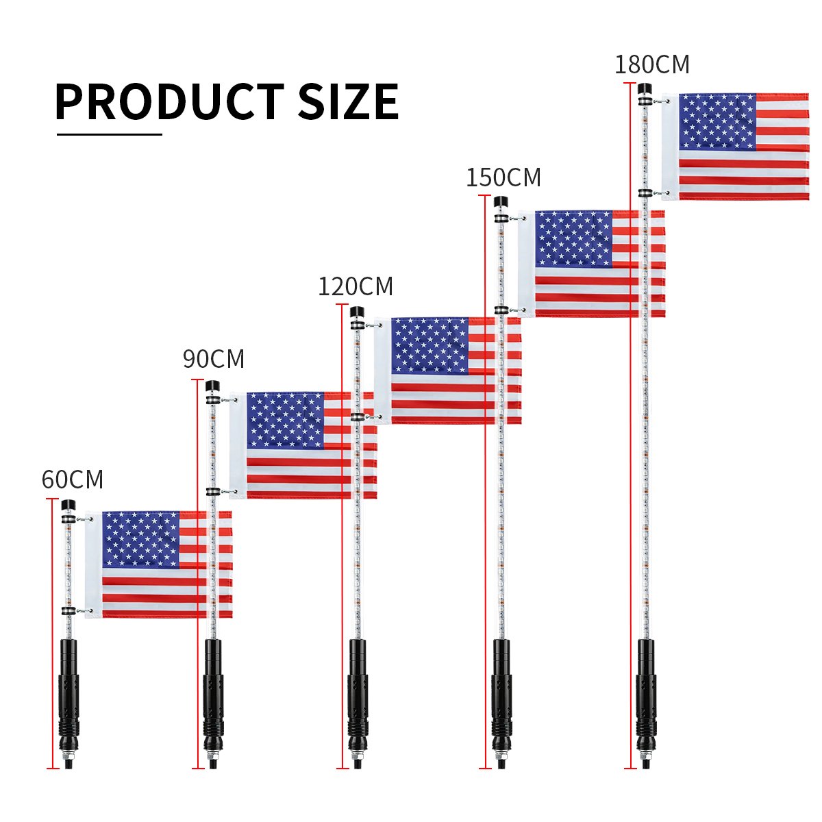 2FT 3FT 4FT 5FT 6FT RGB Led Antenna Light Antenna Whips Light for Can-Am ATV UTV RZR Polaris Dune Bune Buggy Off-road Truck